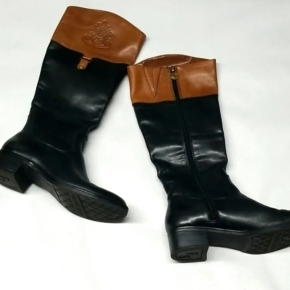 Franco Sarto Shoes - Franco Sarto Clarity Black/Brown Leather Tall Riding? Boots Size 6M